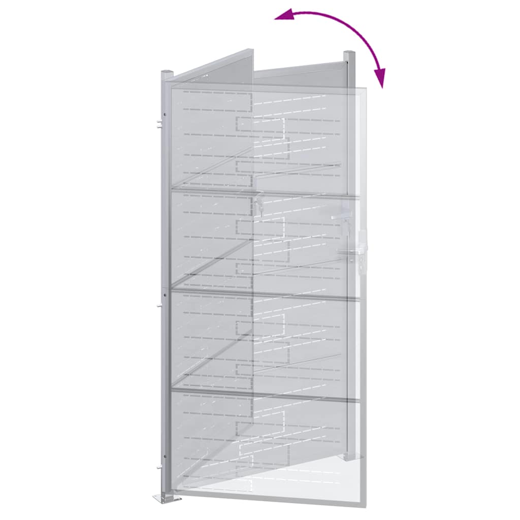 Tuinpoort met slot Zilver 85 x 196 cm Roestvrij staal