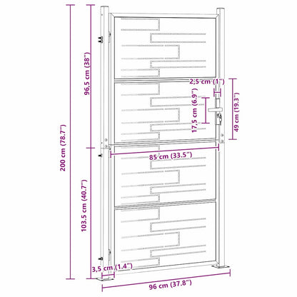 Tuinpoort met slot Zilver 85 x 196 cm Roestvrij staal