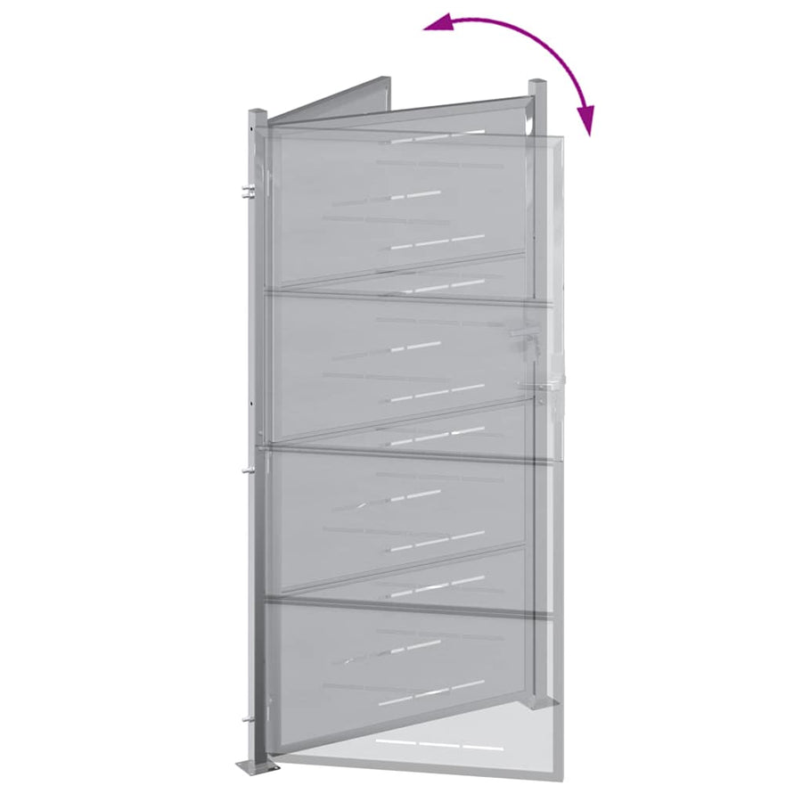 Tuinpoort met slot Zilver 85 x 196 cm Roestvrij staal