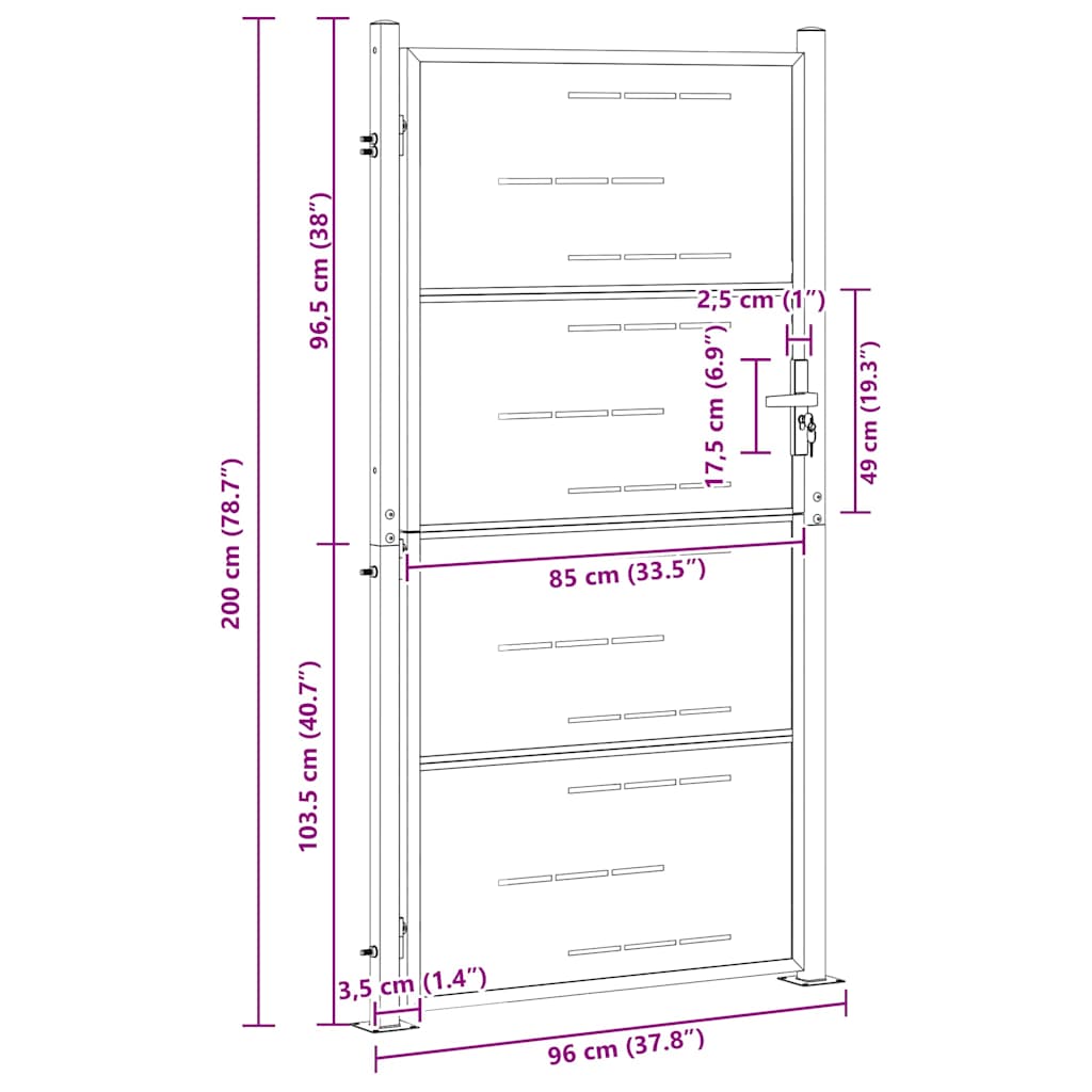 Tuinpoort met slot Zilver 85 x 196 cm Roestvrij staal
