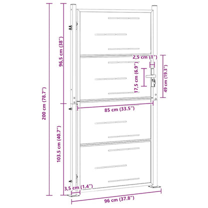 Tuinpoort met slot Zilver 85 x 196 cm Roestvrij staal