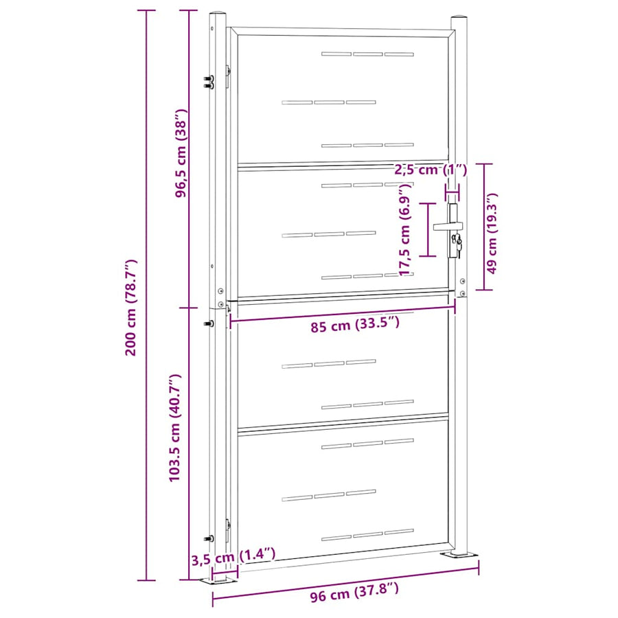 Tuinpoort met slot Zilver 85 x 196 cm Roestvrij staal