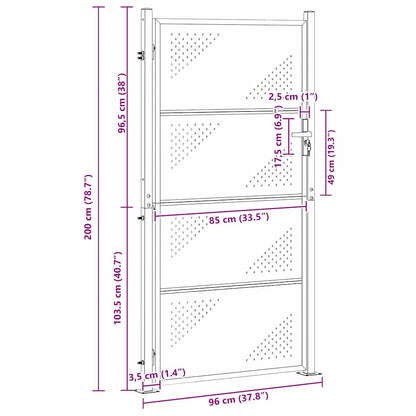 Tuinpoort met slot Zilver 96 x 200 cm Roestvrij staal