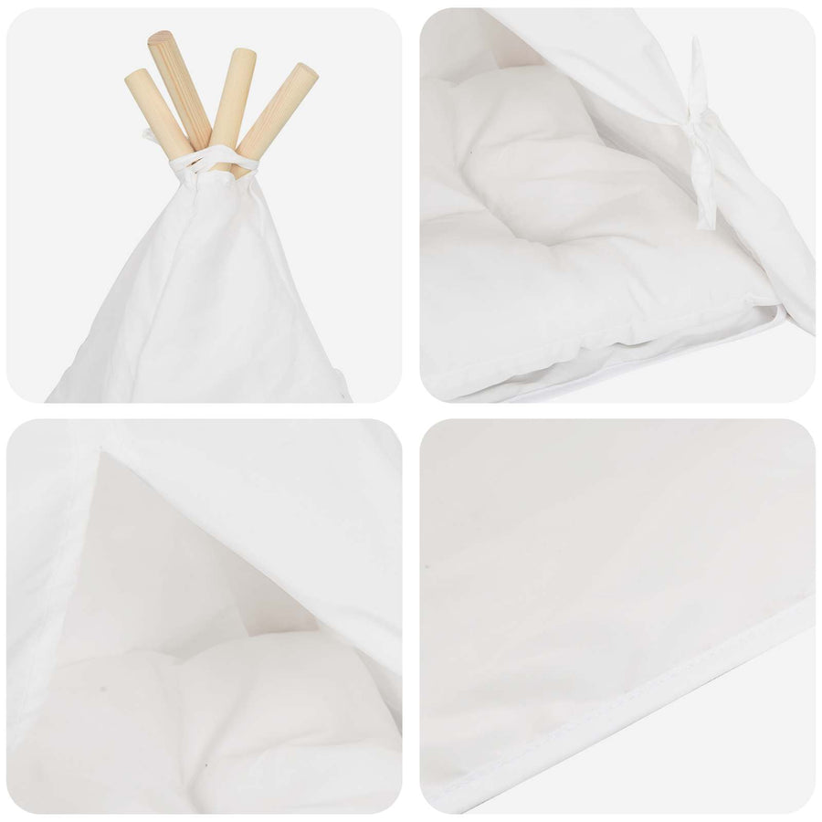 Dieren teepee met kussen Wit 40 x 40 x 50 cm Polyester
