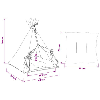 Dieren teepee met kussen Wit 40 x 40 x 50 cm Polyester