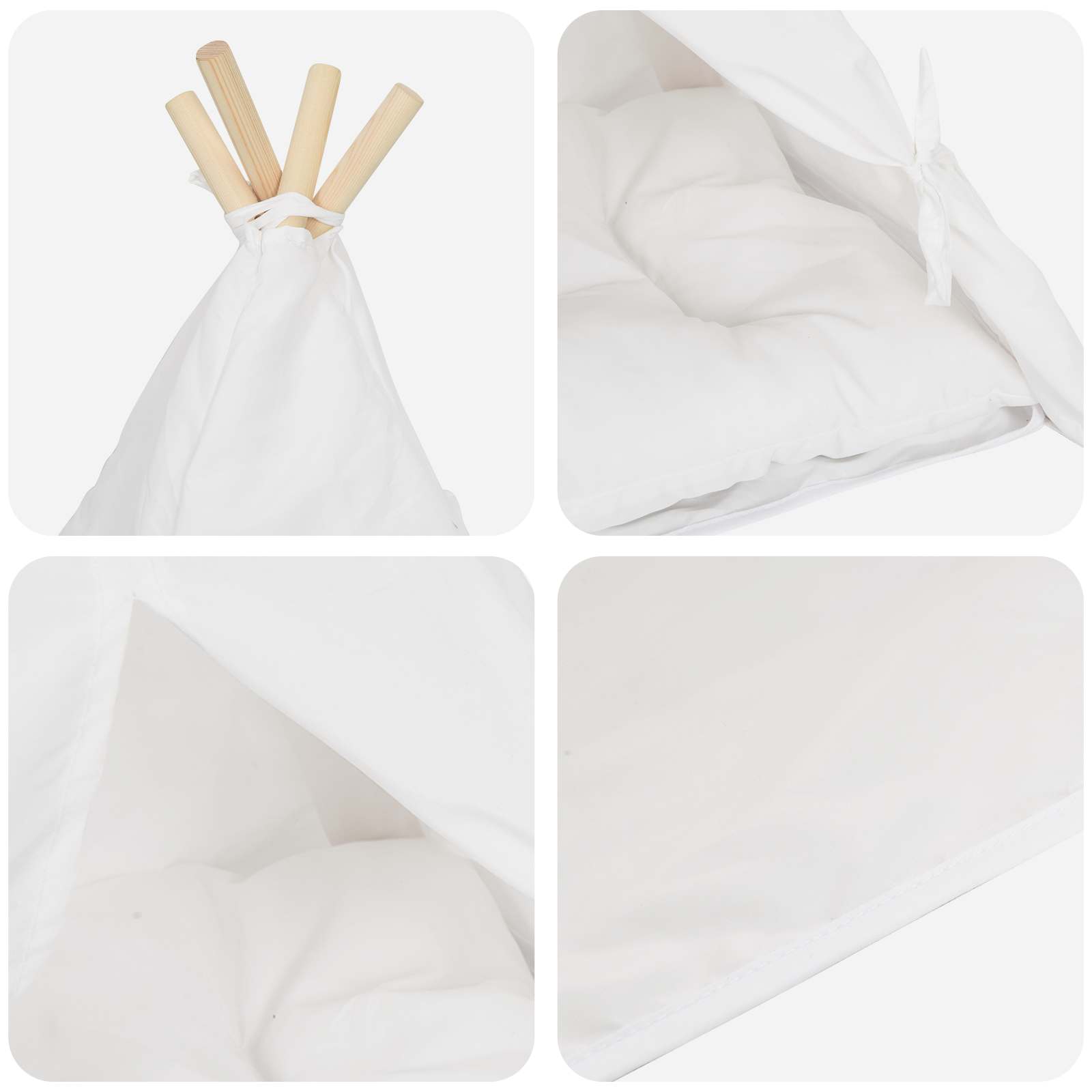 Dieren teepee met kussen Wit 50 x 50 x 60 cm Polyester