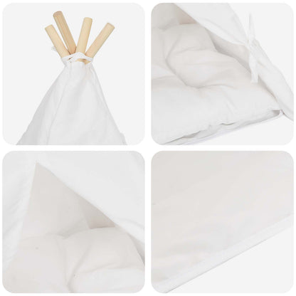 Dieren teepee met kussen Wit 50 x 50 x 60 cm Polyester