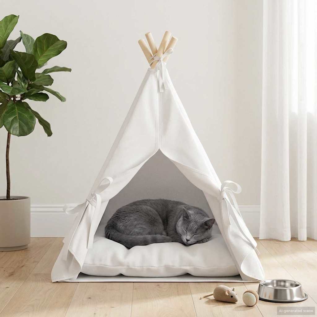 Dieren teepee met kussen Wit 50 x 50 x 60 cm Polyester