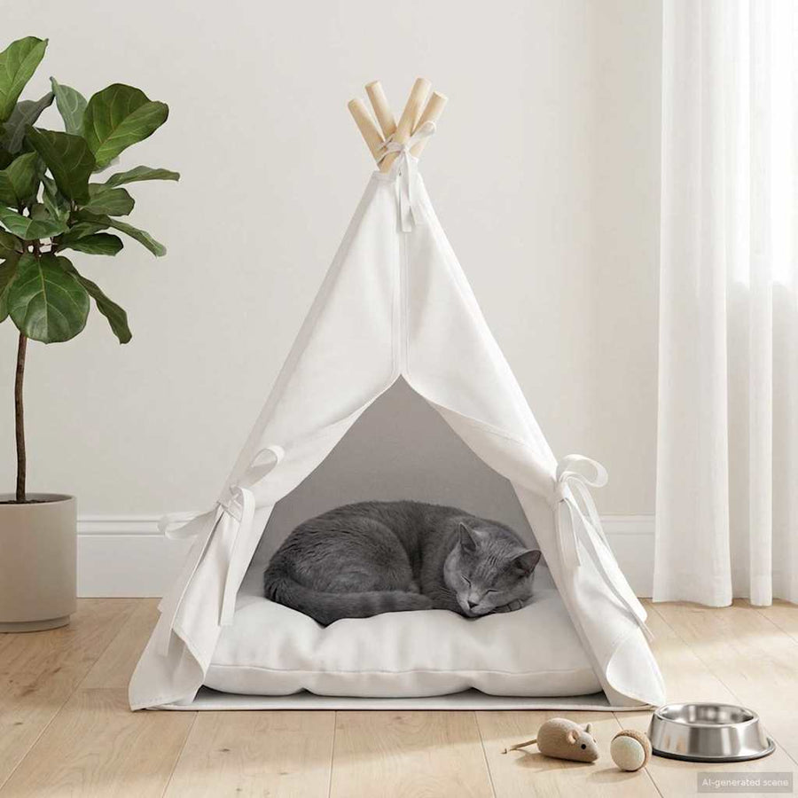 Dieren teepee met kussen Wit 50 x 50 x 60 cm Polyester