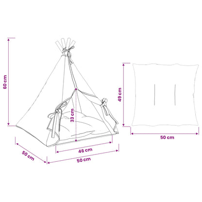 Dieren teepee met kussen Wit 50 x 50 x 60 cm Polyester