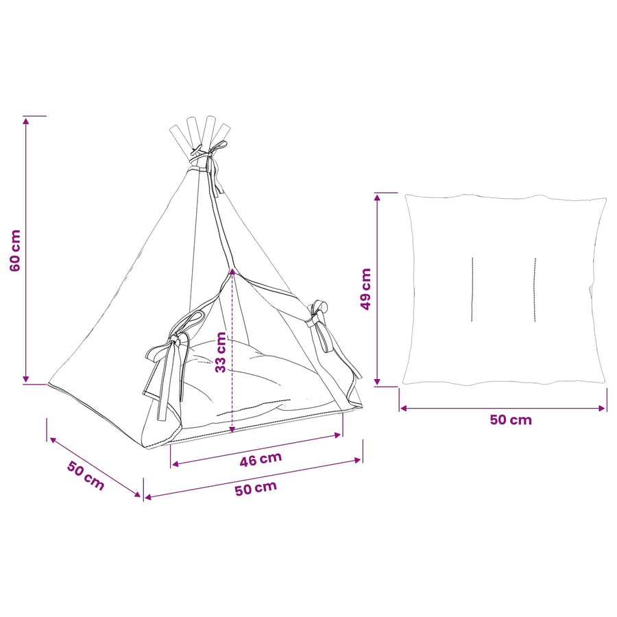 Dieren teepee met kussen Wit 50 x 50 x 60 cm Polyester