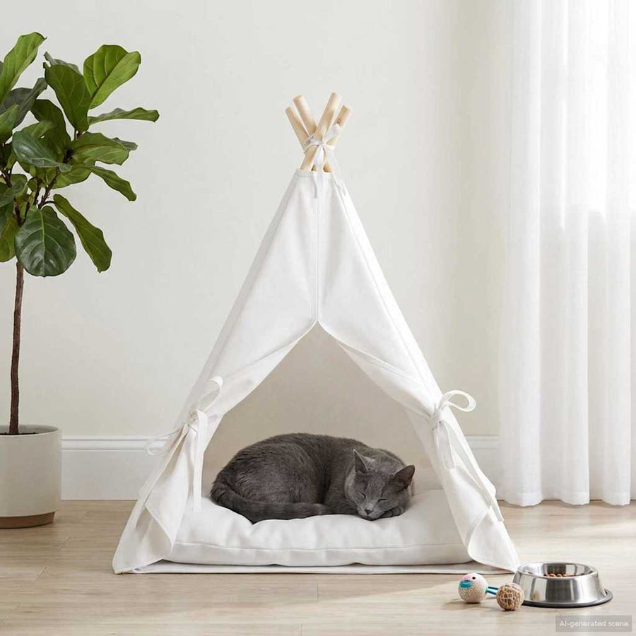 Dieren teepee met kussen Wit 60 x 60 x 70 cm Polyester