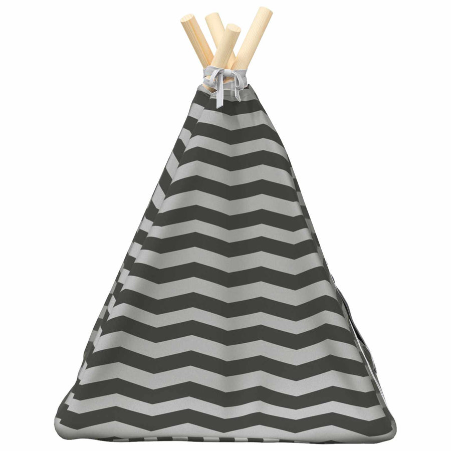 Dieren teepee met kussen Wit en Grijs 40 x 40 x 50 cm Polyester