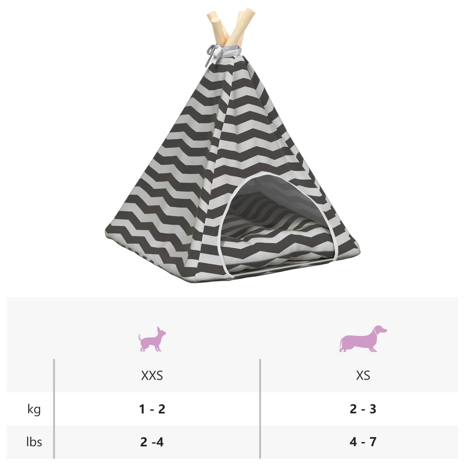 Dieren teepee met kussen Wit en Grijs 40 x 40 x 50 cm Polyester
