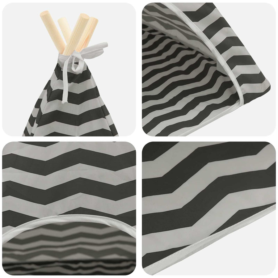 Dieren teepee met kussen Wit en Grijs 50 x 50 x 60 cm Polyester