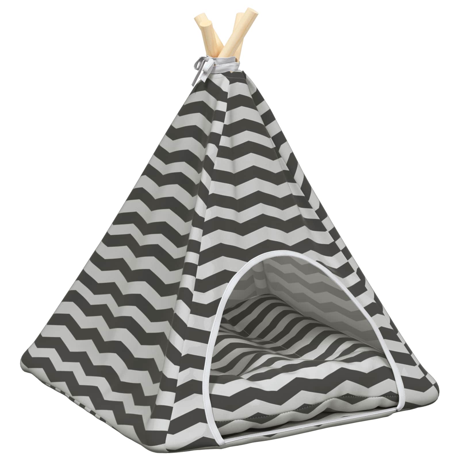 Dieren teepee met kussen Wit en Grijs 50 x 50 x 60 cm Polyester