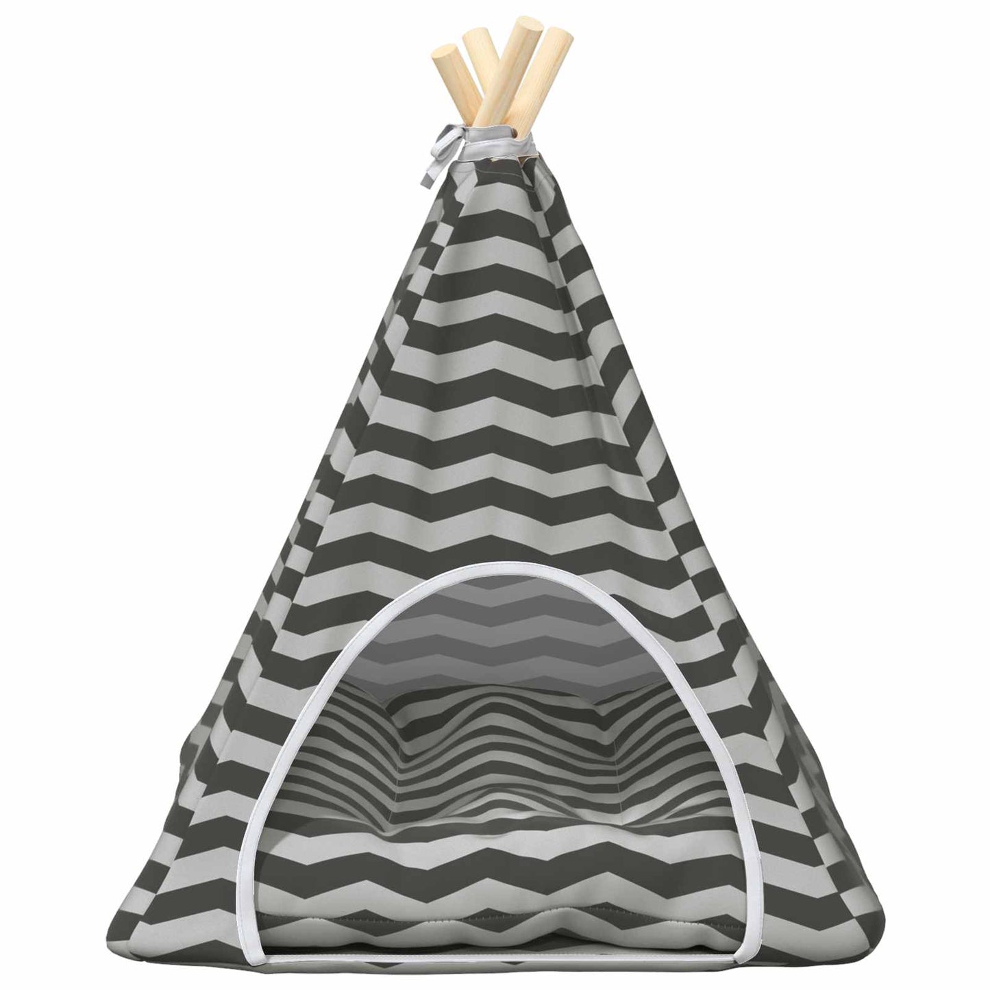 Dieren teepee met kussen Wit en Grijs 50 x 50 x 60 cm Polyester