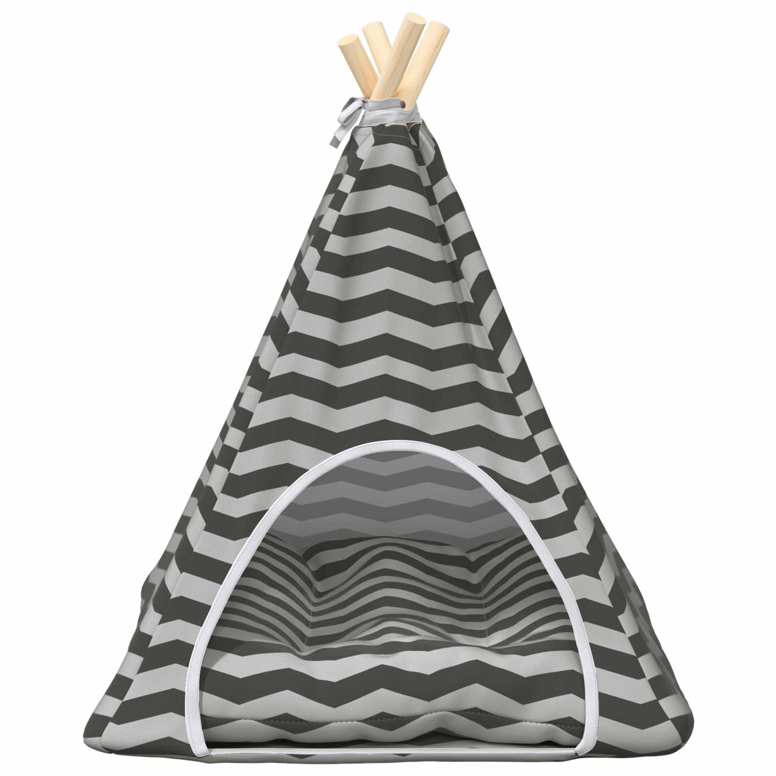 Dieren teepee met kussen Wit en Grijs 50 x 50 x 60 cm Polyester