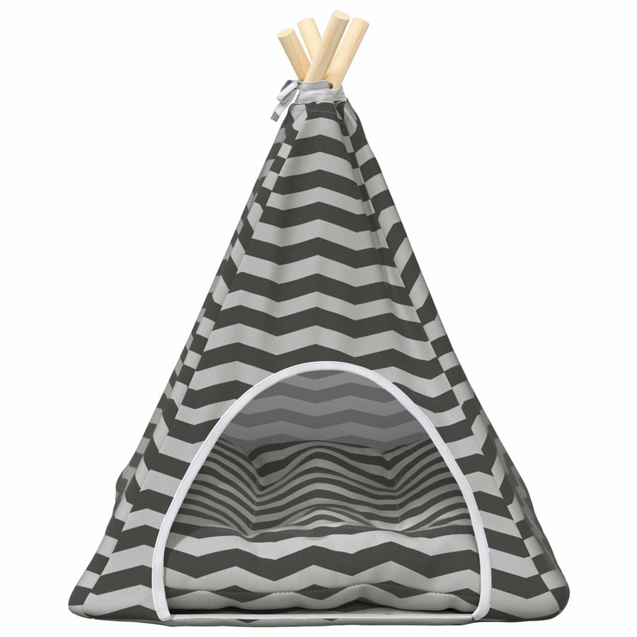 Dieren teepee met kussen Wit en Grijs 50 x 50 x 60 cm Polyester