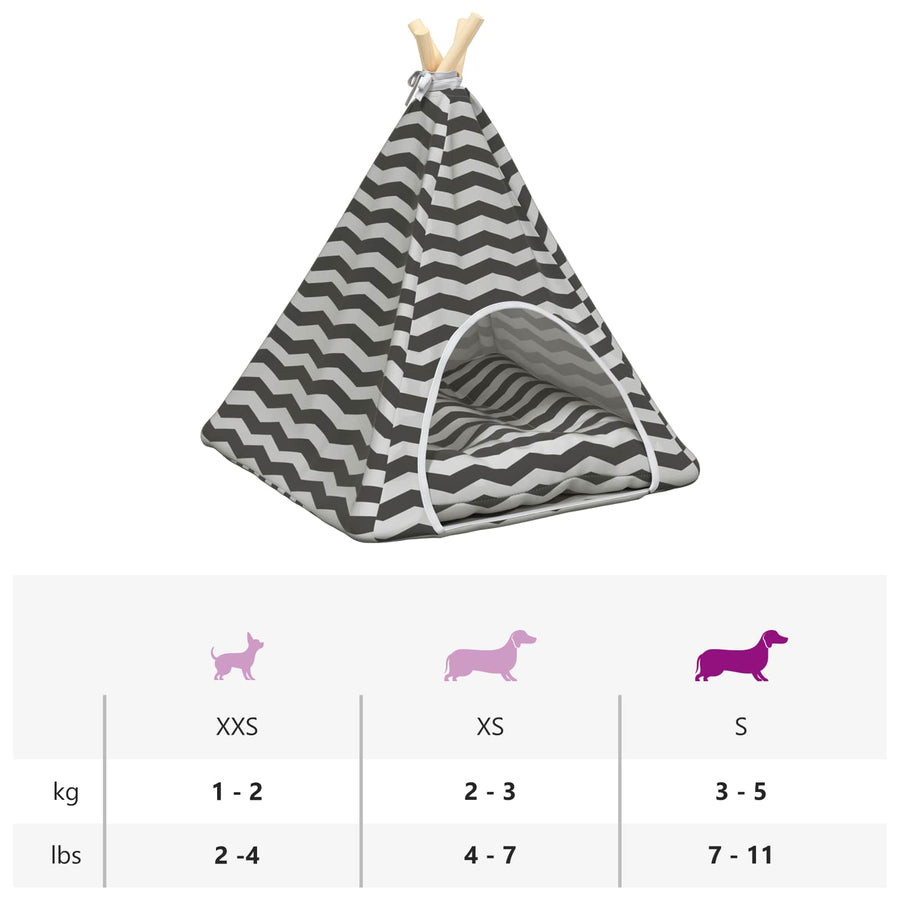 Dieren teepee met kussen Wit en Grijs 50 x 50 x 60 cm Polyester