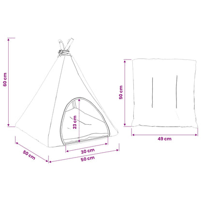 Dieren teepee met kussen Wit en Grijs 50 x 50 x 60 cm Polyester
