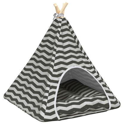 Dieren teepee met kussen Wit en Grijs 60 x 60 x 70 cm Polyester