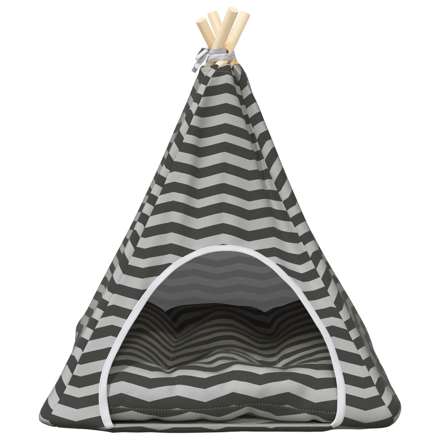 Dieren teepee met kussen Wit en Grijs 60 x 60 x 70 cm Polyester