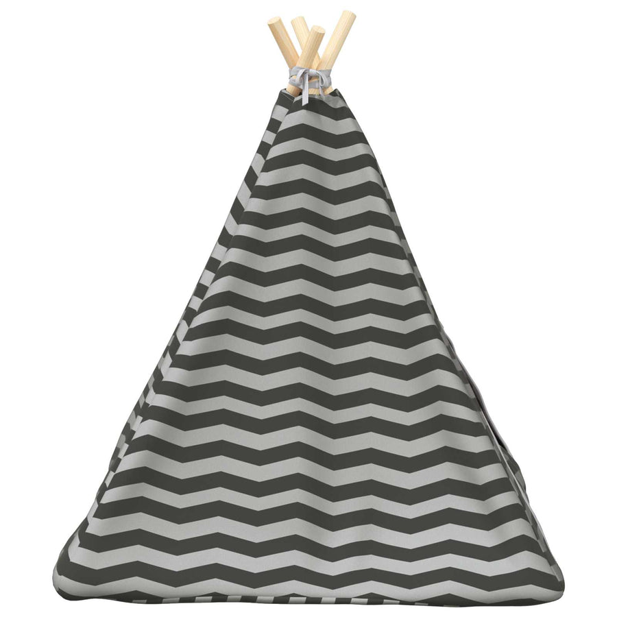Dieren teepee met kussen Wit en Grijs 60 x 60 x 70 cm Polyester