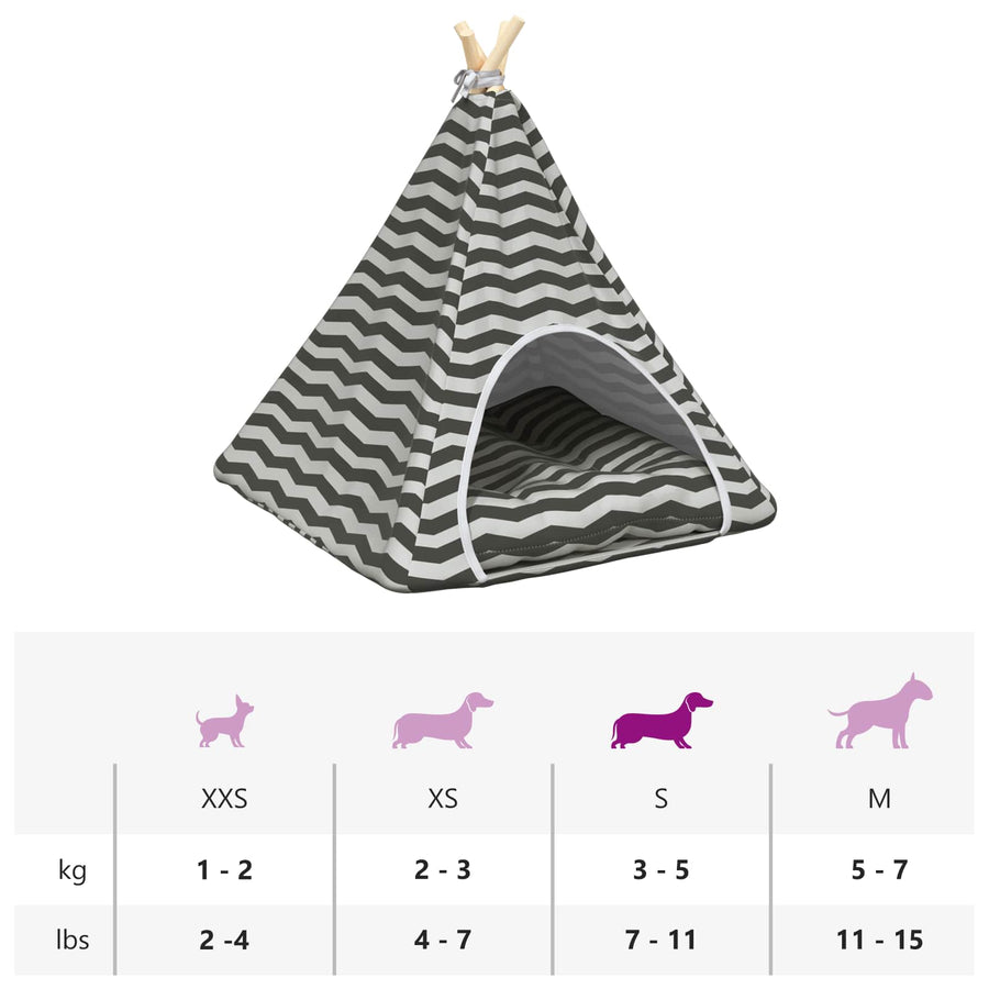 Dieren teepee met kussen Wit en Grijs 60 x 60 x 70 cm Polyester