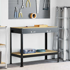 Werkbank met lade 81x41x145 cm zwart bewerkt hout