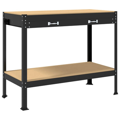 Werkbanken Zwart 81 X 41 X 145 Cm Bewerkt Hout 115 cm met lade