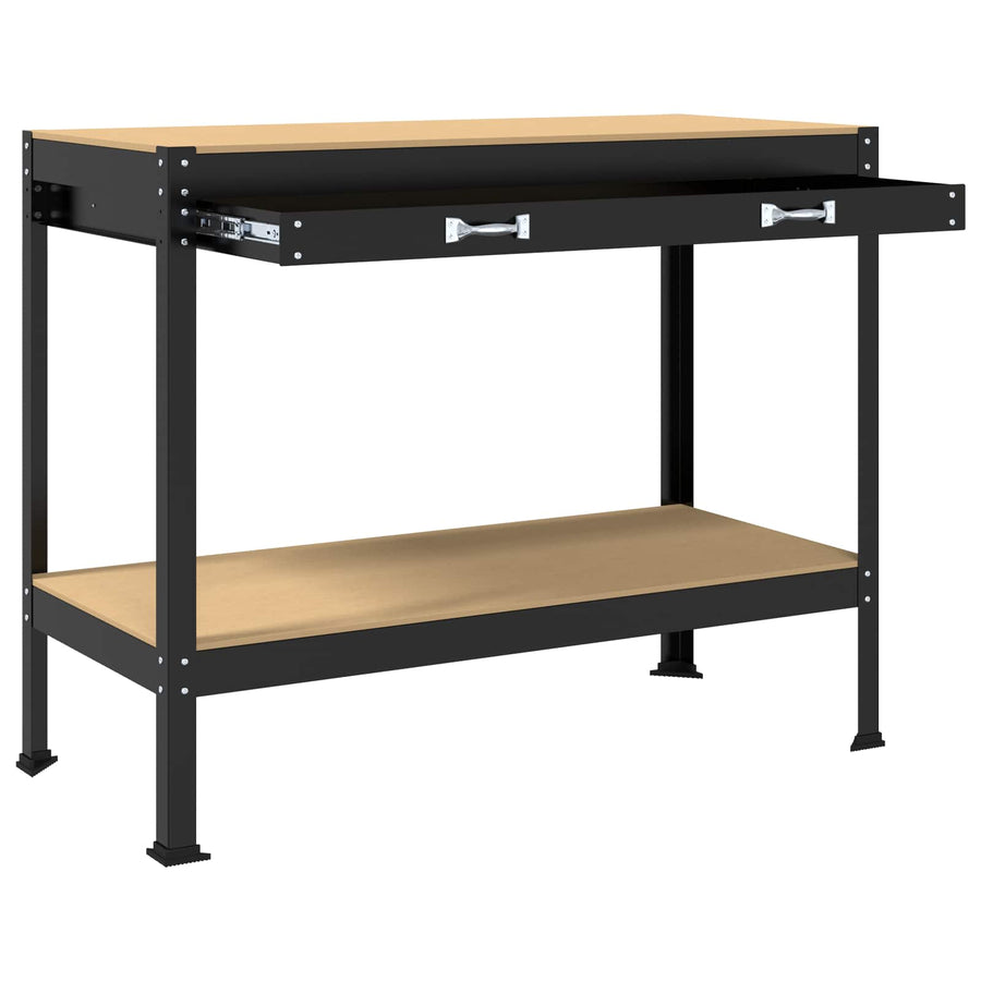 Werkbanken Zwart 81 X 41 X 145 Cm Bewerkt Hout 115 cm met lade