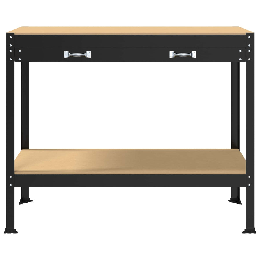 Werkbanken Zwart 81 X 41 X 145 Cm Bewerkt Hout 115 cm met lade