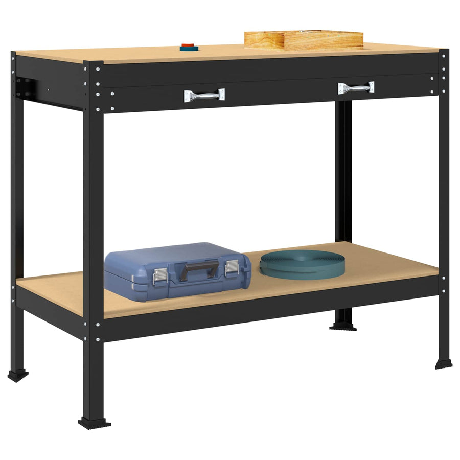 Werkbanken Zwart 81 X 41 X 145 Cm Bewerkt Hout 115 cm met lade