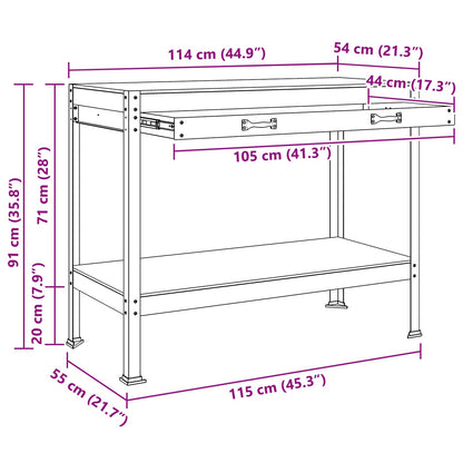 Werkbanken Zwart 81 X 41 X 145 Cm Bewerkt Hout 115 cm met lade