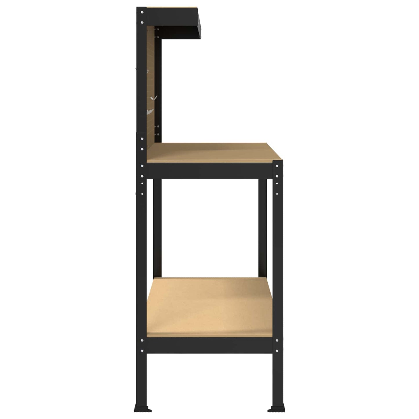 Werkbanken Met Plank Zwart 81 X 41 X 145 Cm Bewerkt Hout 115 cm met lade en pegboard