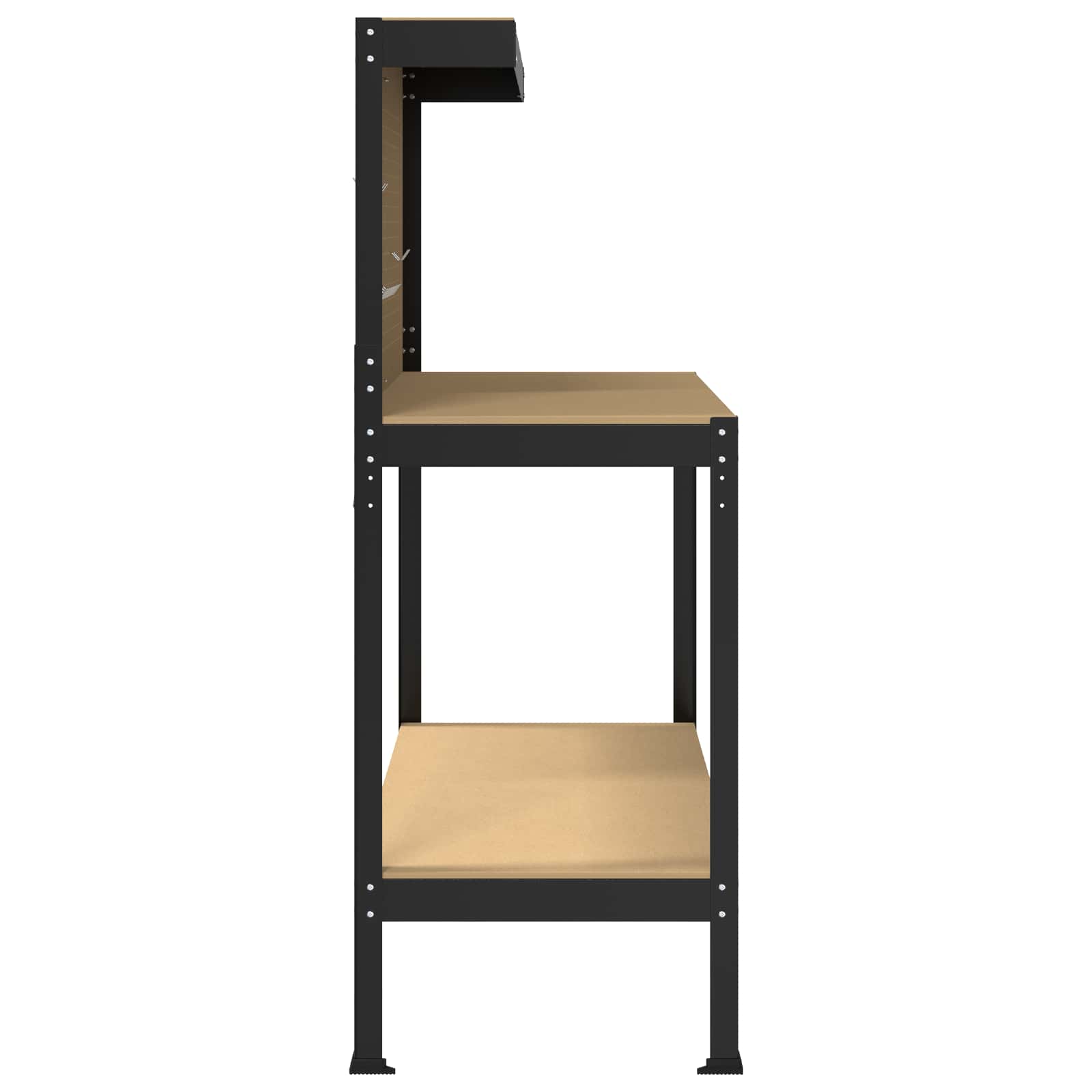 Werkbanken Met Plank Zwart 81 X 41 X 145 Cm Bewerkt Hout 115 cm met lade en pegboard