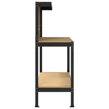 Werkbanken Met Plank Zwart 81 X 41 X 145 Cm Bewerkt Hout 115 cm met lade en pegboard