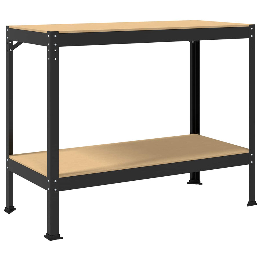 Werkbanken Met Plank Zwart 81 X 41 X 145 Cm Bewerkt Hout 115 cm met lade en pegboard