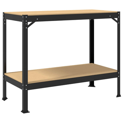 Werkbanken Met Plank Zwart 81 X 41 X 145 Cm Bewerkt Hout 115 cm met lade en pegboard