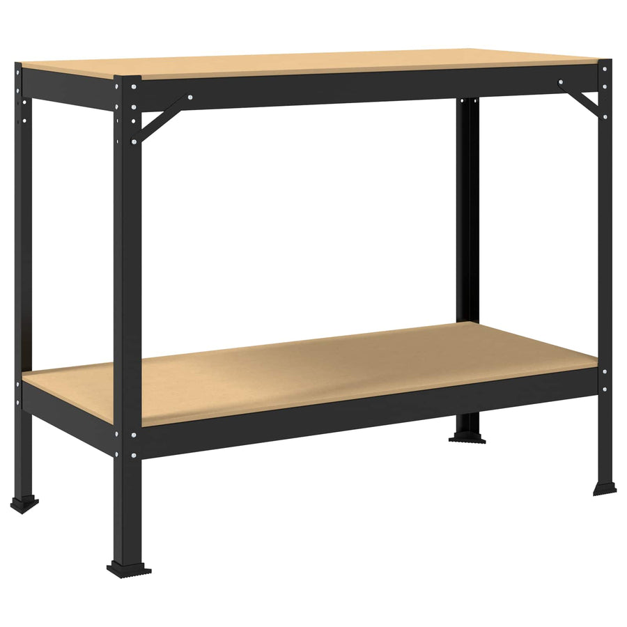 Werkbanken Met Plank Zwart 81 X 41 X 145 Cm Bewerkt Hout 115 cm met lade en pegboard