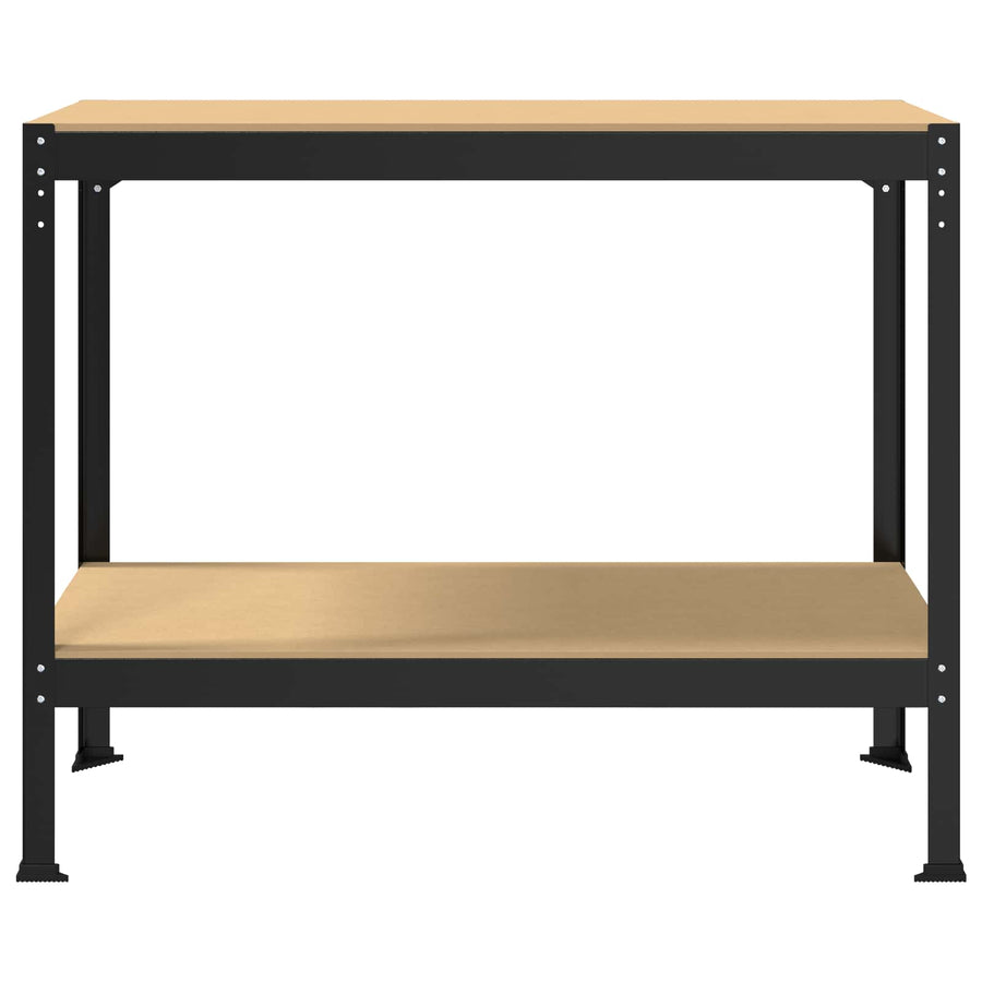 Werkbanken Met Plank Zwart 81 X 41 X 145 Cm Bewerkt Hout 115 cm met lade en pegboard