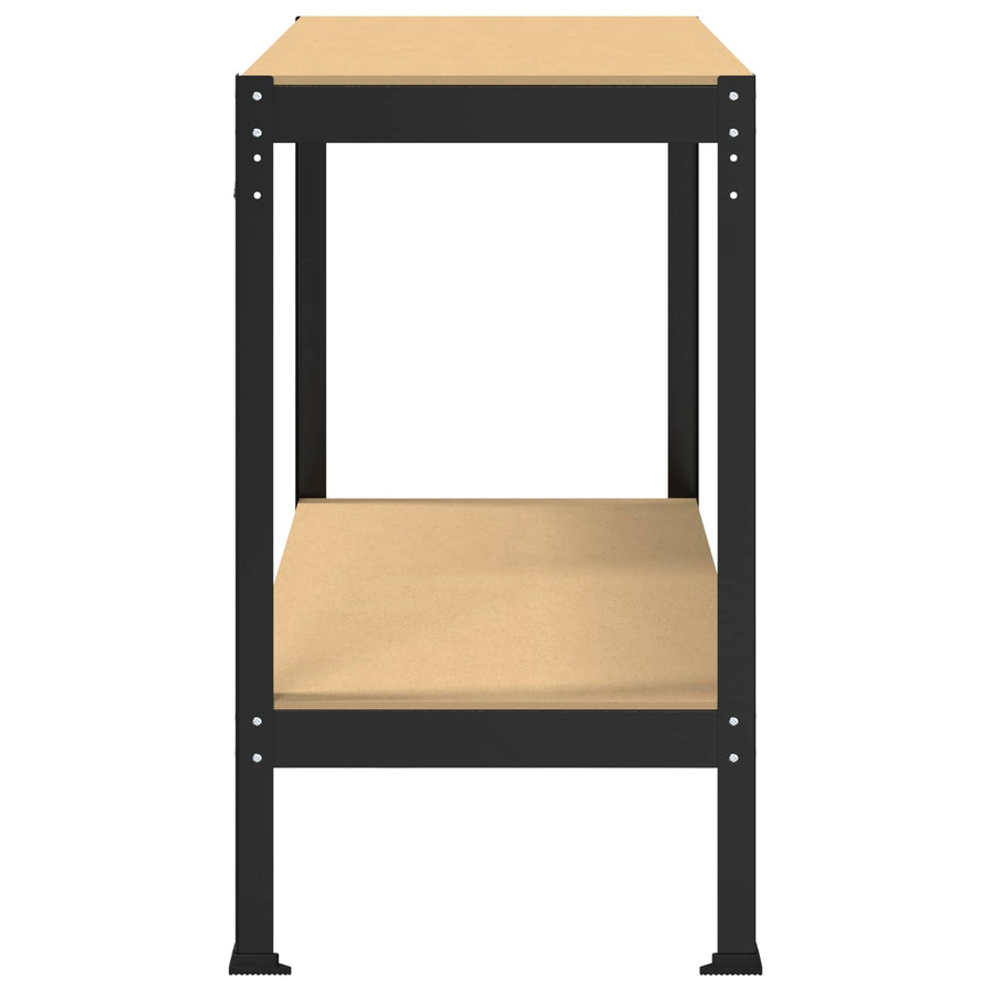 Werkbanken Met Plank Zwart 81 X 41 X 145 Cm Bewerkt Hout 115 cm met lade en pegboard