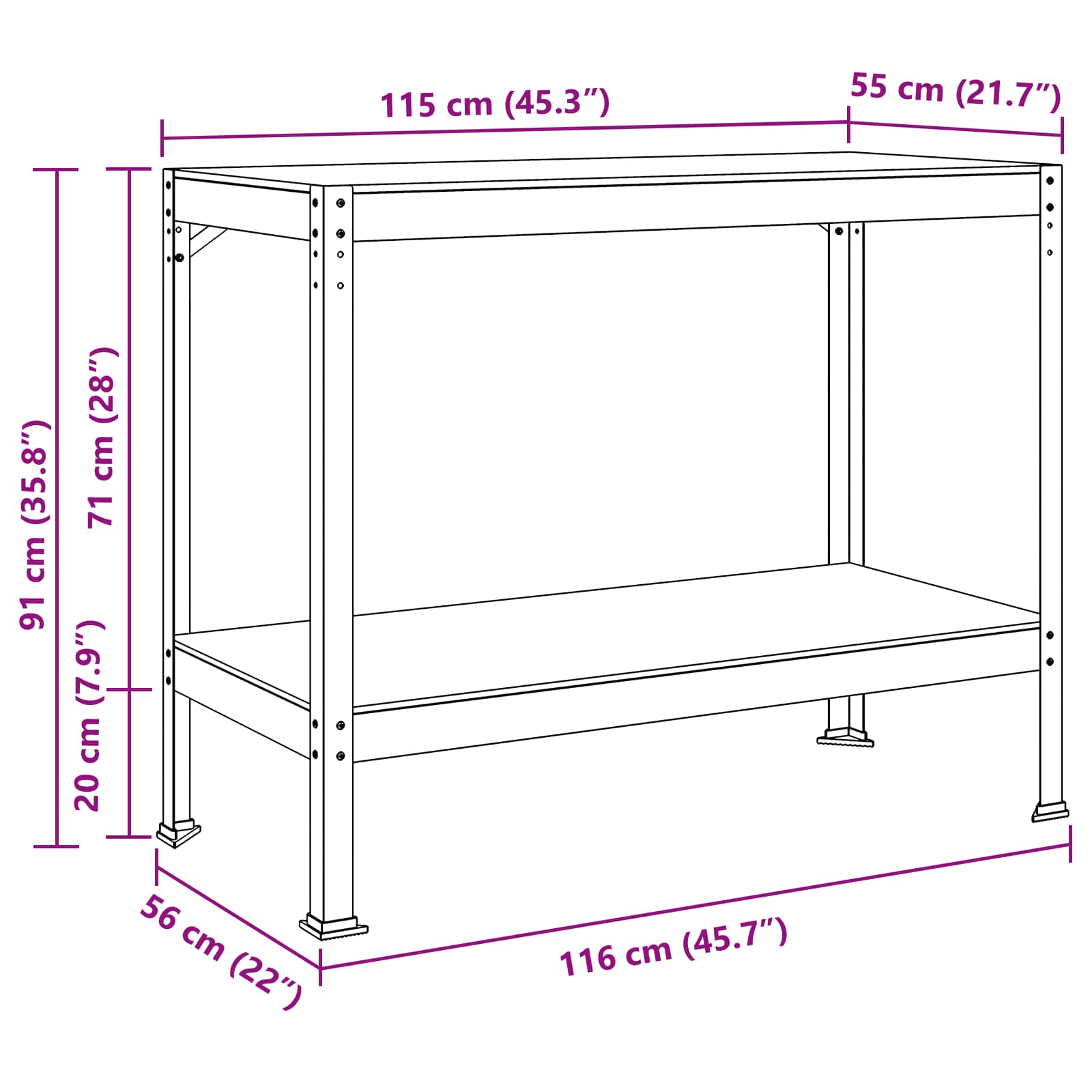 Werkbanken Met Plank Zwart 81 X 41 X 145 Cm Bewerkt Hout 115 cm met lade en pegboard