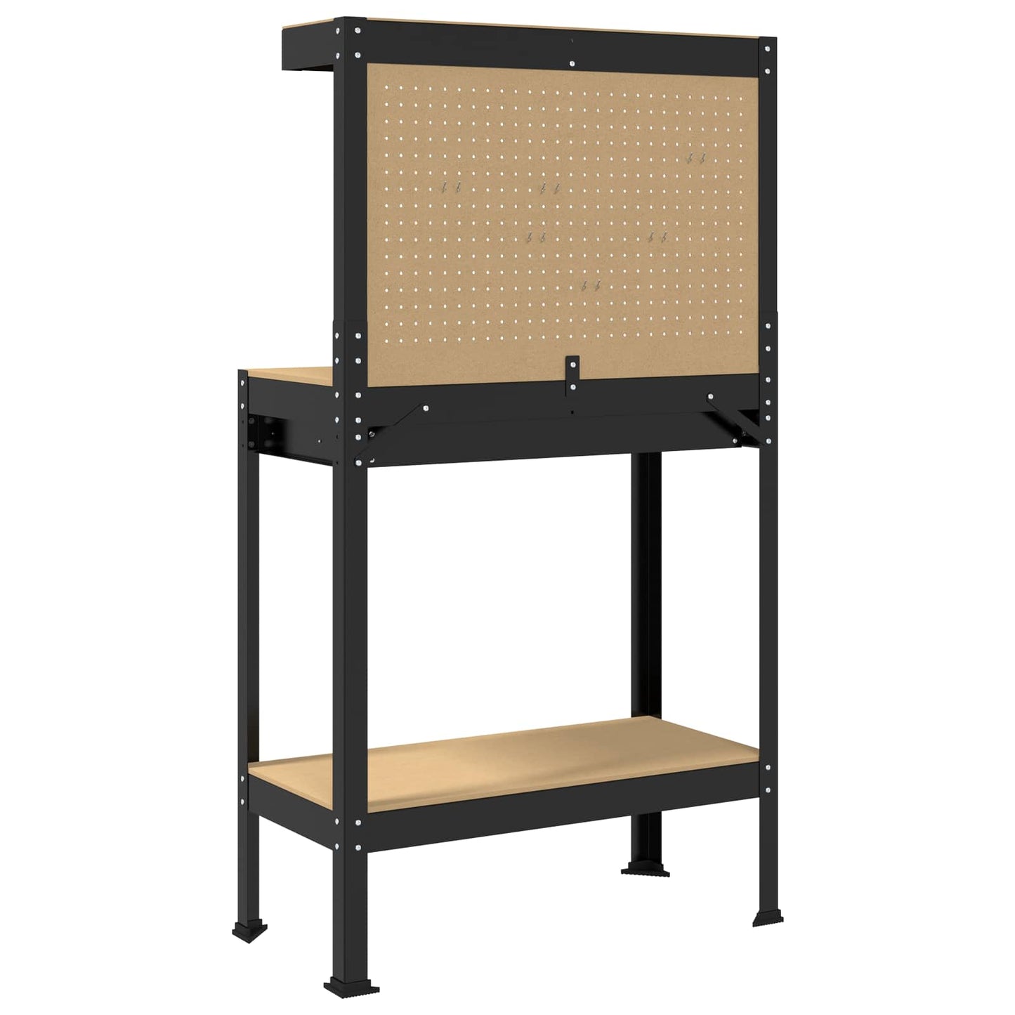 Werkbanken Met Lade Zwart 81 X 41 X 145 Cm Bewerkt Hout 80 cm met lade en pegboard