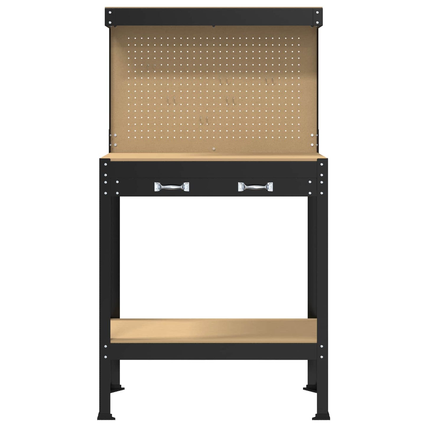 Werkbanken Met Lade Zwart 81 X 41 X 145 Cm Bewerkt Hout 80 cm met lade en pegboard
