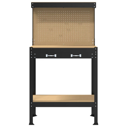 Werkbanken Met Lade Zwart 81 X 41 X 145 Cm Bewerkt Hout 80 cm met lade en pegboard