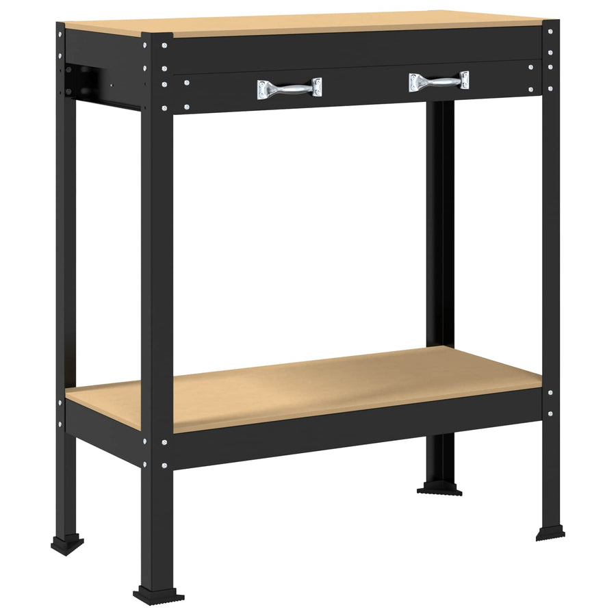 Werkbanken Zwart 81 X 41 X 145 Cm Bewerkt Hout 80 cm met lade