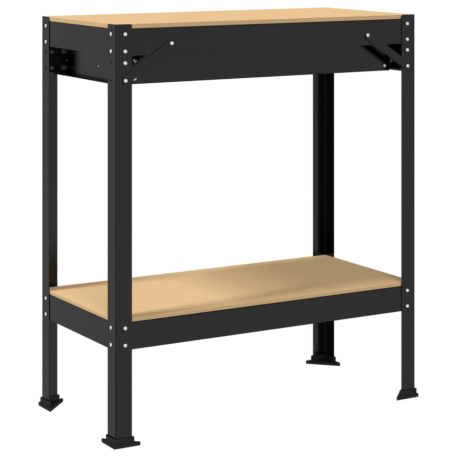 Werkbanken Zwart 81 X 41 X 145 Cm Bewerkt Hout 80 cm met lade