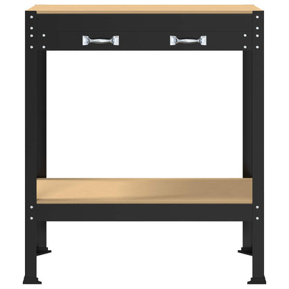 Werkbanken Zwart 81 X 41 X 145 Cm Bewerkt Hout 80 cm met lade